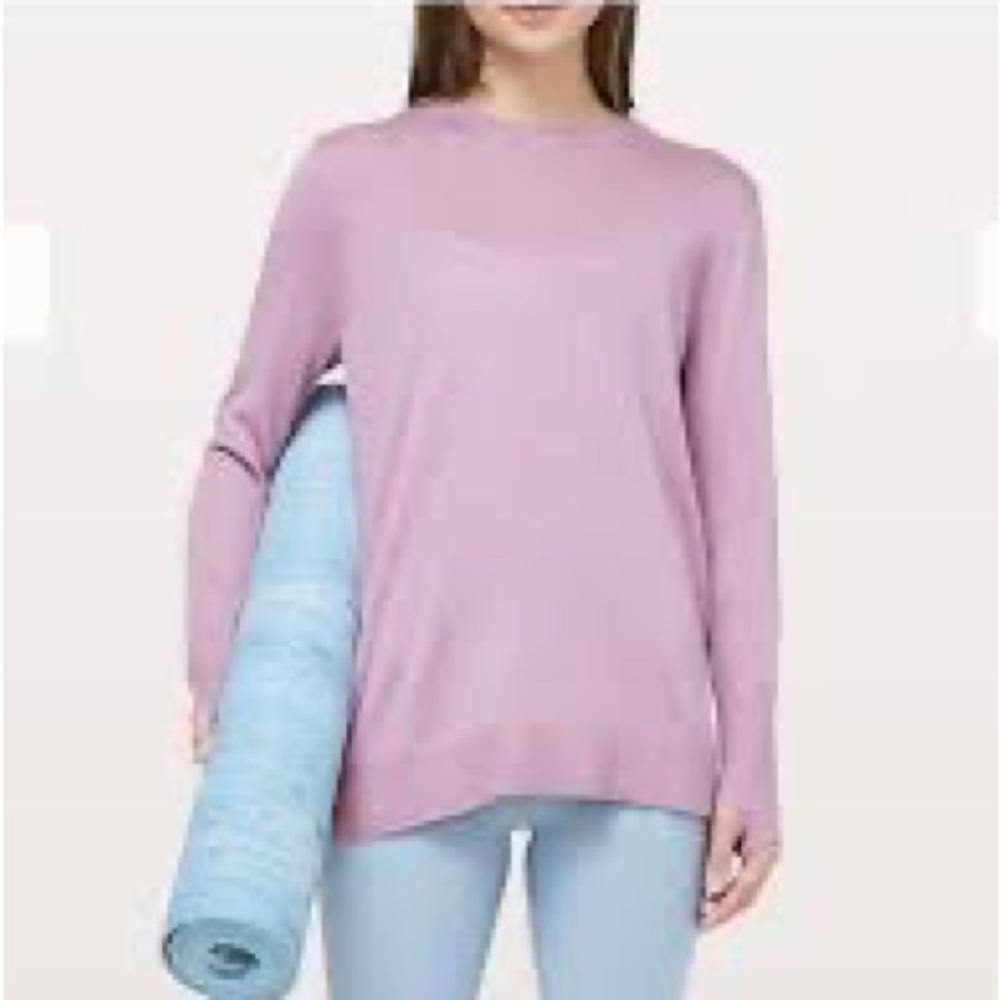 LULULEMON Lavender Still At Ease Antoinette Breezy Back Pullover Sweater Sz 8 - Picture 5 of 15
